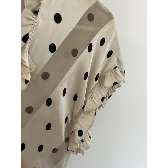 Saks Fifth Ave Vtg 70s Marion Meged 8 Long Dress Satiny B/W Polka Dot Old Money - Picture 9 of 11